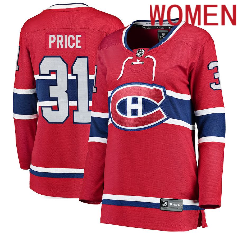 Women Montreal Canadiens 31 Carey Price Fanatics Branded Red Home Breakaway Player NHL Jersey